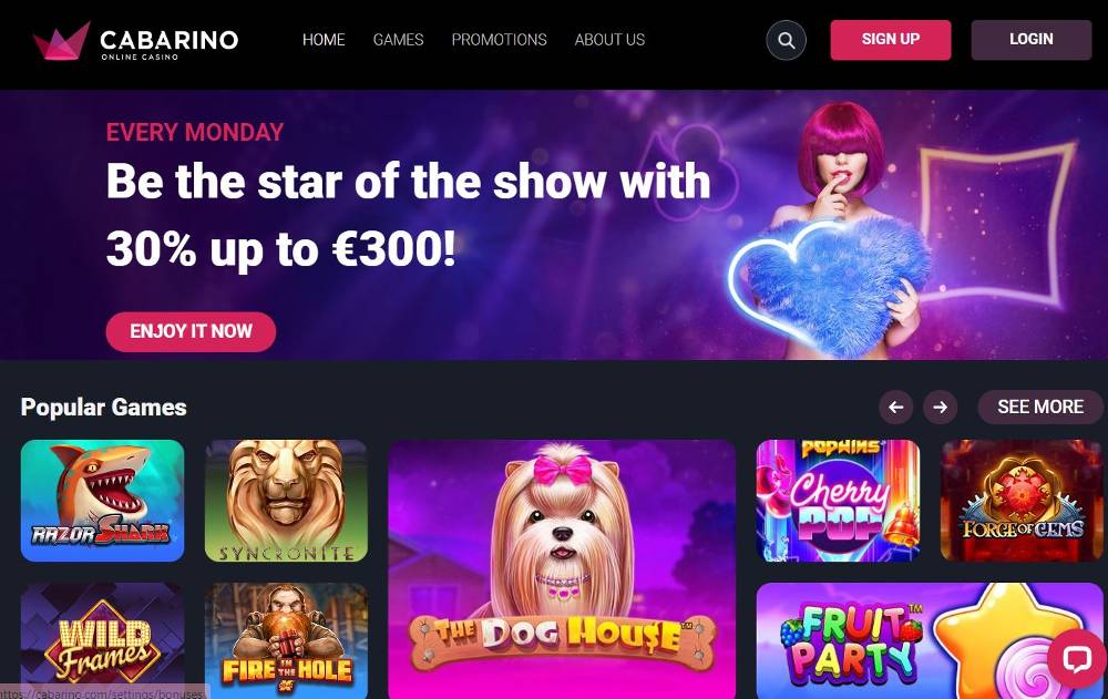 Cabarino Casino Welcome bonus offer