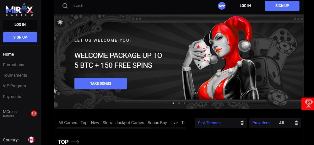 Mirax Casino Welcome bonus offer